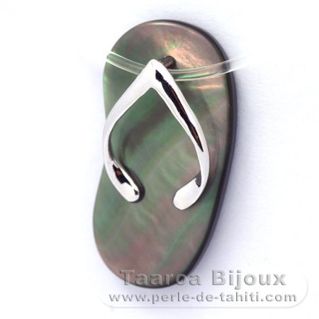 Mother-of-Pearl and Rhodiated Sterling Silver Sandal - Free Gift for purchases over %s