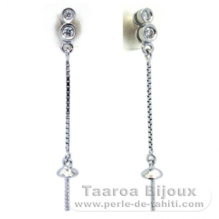 Earrings for pearls from 7.5 to 10 mm - Rhodiated Silver .925