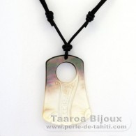 Mother-of-Pearl Pendant (Pinctada Margaritifera) and leather necklace