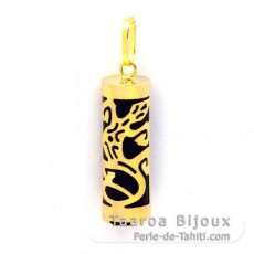 18K Gold Pendant and Black Agate - 21 mm - Gecko