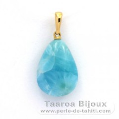 18K Solid Gold Pendant and 1 Larimar - 18 x 13 x 6.8 mm - 2.5 gr