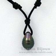 Waxed Cotton Necklace and 1 Tahitian Pearl Ringed C 11.7 mm