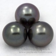 Lot of 3 Tahitian Pearls Round C from 11.5 to 11.9 mm