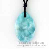Nylon Necklace and 2 Larimar - 35 x 22.5 x 8.5 mm - 11.67 gr and 1.03 gr