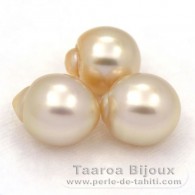 Lot of 3 Australian Pearls Semi-Baroque B from 10.6 to 10.9 mm