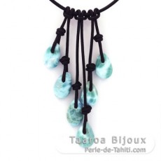 Leather Necklace and 7 Larimar - 13.6 gr