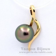 18K solid Gold Pendant and 1 Tahitian Pearl Near-Round A 8.3 mm