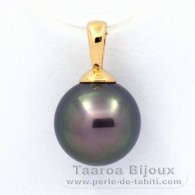 18K solid Gold Pendant and 1 Tahitian Pearl Round A 9.3 mm