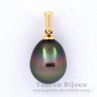 18K solid Gold Pendant and 1 Tahitian Pearl Semi-Baroque B 9.7 mm