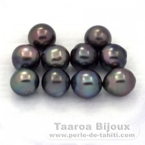 Lot of 10 Tahitian Pearls Semi-Baroque C from 8.5 to 8.8 mm