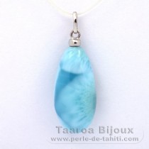 Rhodiated Sterling Silver Pendant and 1 Larimar - 22.5 x 11 x 8 mm - 3.3 gr