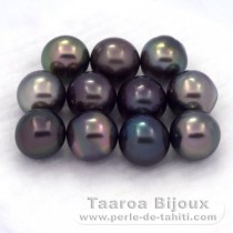 Lot of 11 Tahitian Pearls Semi-Baroque D from 8.5 to 8.8 mm