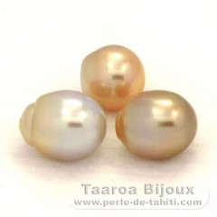 Lot of 3 Australian Pearls Semi-Baroque C from 11.6 to 11.8 mm