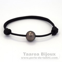 Leather Bracelet and 1 Tahitian Pearl Semi-Baroque B 11.7 mm