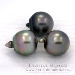 Lot of 3 Tahitian Pearls Semi-Baroque C from 12 to 12.2 mm