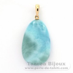 18K Solid Gold Pendant and 1 Larimar - 26.7 x 17 x 7.4 mm - 5.75 gr