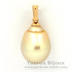 18K solid Gold Pendant and 1 Australian Pearl Baroque B 10.5 mm