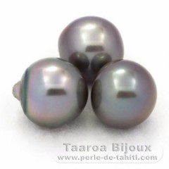 Lot of 3 Tahitian Pearls Semi-Baroque C from 12.1 to 12.3 mm