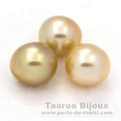 Lot of 3 Australian Pearls Semi-Baroque C from 9.1 to 9.5 mm