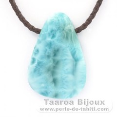 Cotton Necklace and 1 Larimar - 44 x 30 x 8 mm - 19.2 gr