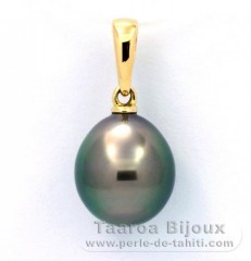 18K solid Gold Pendant and 1 Tahitian Pearl Semi-Baroque A 9.5 mm