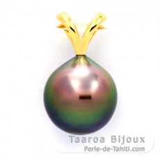 18K solid Gold Pendant and 1 Tahitian Pearl Semi-Baroque A/B 9.8 mm