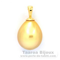18K solid Gold Pendant and 1 Australian Pearl Semi-Baroque B 11.2 mm