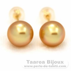 18K solid Gold Earrings and 2 Australian Pearls Semi-Baroque B 8.5 mm