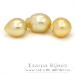 Lot of 3 Australian Pearls Semi-Baroque C from 11.5 to 11.9 mm