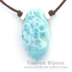 Cotton Necklace and 1 Larimar - 40 x 20 x 9.5 mm - 13.4 gr