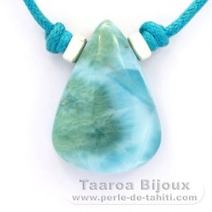 Cotton Necklace and 1 Larimar - 26 x 19 x 8.8 mm - 7.3 gr