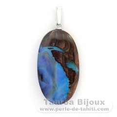 18K Solid White Gold Pendant and 1 Australian Boulder Opal - 20 carats