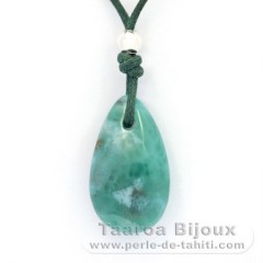 Cotton Necklace and 1 Larimar - 22 x 13 x 7.5 mm - 3.2 gr