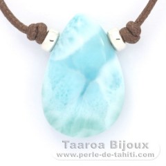 Cotton Necklace and 1 Larimar - 26 x 17 x 7.7 mm - 6.3 gr