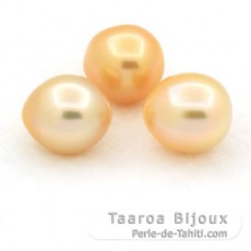 Lot of 3 Australian Pearls Semi-Baroque C from 10 to 10.3 mm