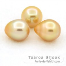 Lot of 3 Australian Pearls Semi-Baroque C 10.3 mm