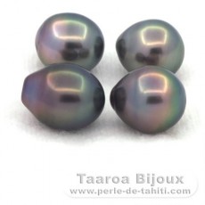 Lot of 4 Tahitian Pearls Semi-Baroque B from 9 to 9.3 mm