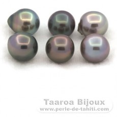 Lot of 6 Tahitian Pearls Semi-Baroque C from 9.7 to 9.9 mm