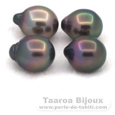 Lot of 4 Tahitian Pearls Semi-Baroque B from 9.7 to 9.9 mm