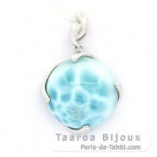 Rhodiated Sterling Silver Pendant and 1 Larimar - 20.5 mm - 5.1 gr