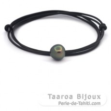 Leather Necklace and 1 Tahitian Pearl Semi-Baroque B 12 mm