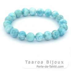 Bracelet of 20 Larimar Beads 9 to 9.4 mm - 15 cm - 21.8 gr