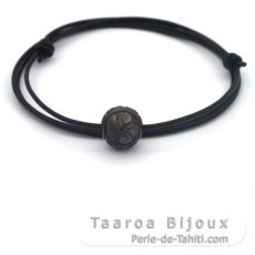 Leather Necklace and 1 Tahitian Pearl Engraved 12.3 mm