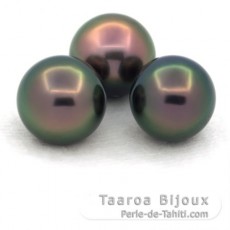 Lot of 3 Tahitian Pearls Near-Round C from 11 to 11.3 mm