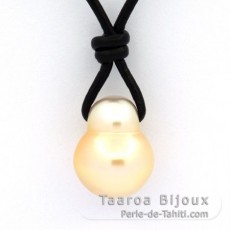 Leather Necklace and 1 Australian Pearl Semi Baroque C 12.1 mm