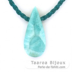Cotton Necklace and 1 Larimar - 35 x 14 x 7 mm - 7.3 gr