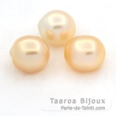 Lot of 3 Australian Pearls Semi-Baroque C from 9.4 to 9.5 mm