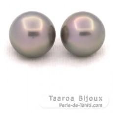 Lot of 2 Tahitian Pearls Round C 12 mm