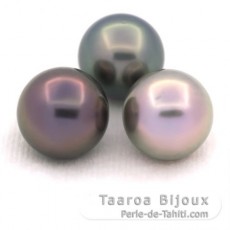 Lot of 3 Tahitian Pearls Round C from 12 mm