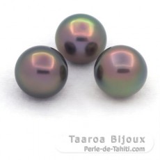 Lot of 3 Tahitian Pearls Semi-Baroque B from 10.6 to 10.7 mm